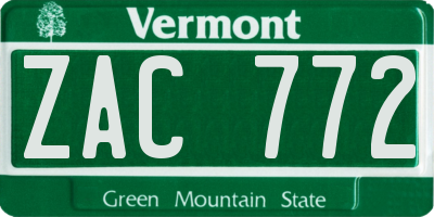 VT license plate ZAC772