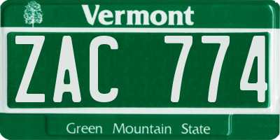 VT license plate ZAC774