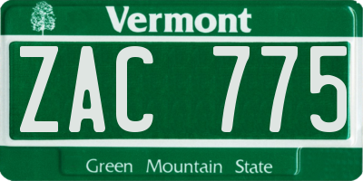 VT license plate ZAC775