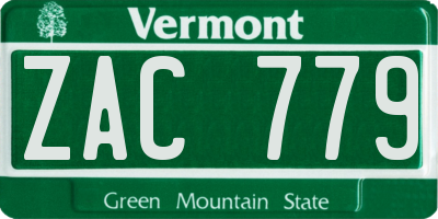 VT license plate ZAC779