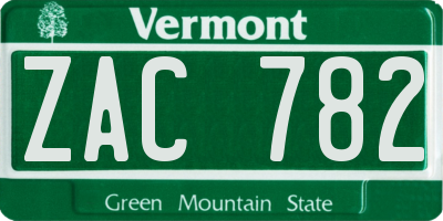 VT license plate ZAC782
