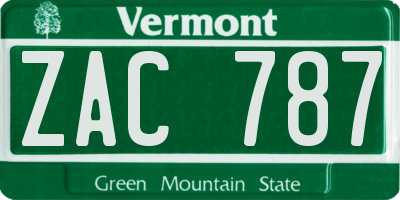VT license plate ZAC787