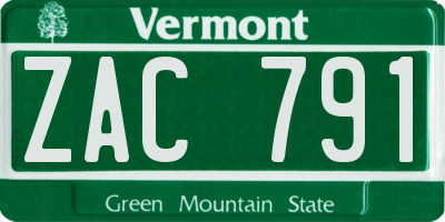 VT license plate ZAC791