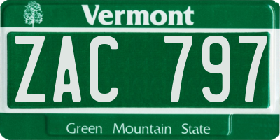 VT license plate ZAC797
