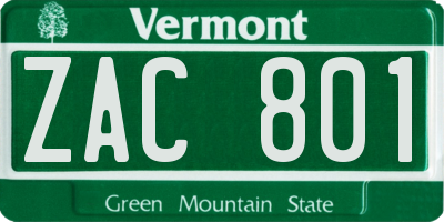 VT license plate ZAC801