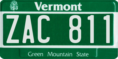 VT license plate ZAC811