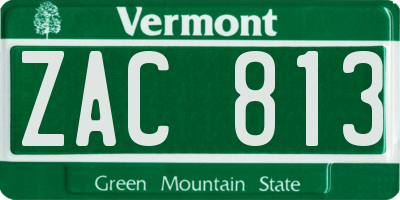 VT license plate ZAC813