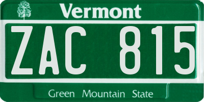 VT license plate ZAC815