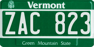 VT license plate ZAC823