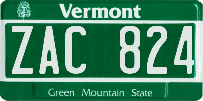 VT license plate ZAC824