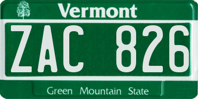 VT license plate ZAC826