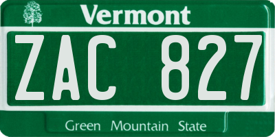 VT license plate ZAC827