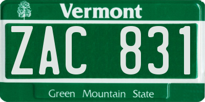VT license plate ZAC831