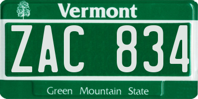 VT license plate ZAC834