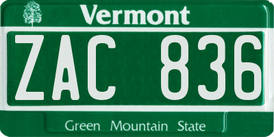 VT license plate ZAC836