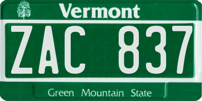 VT license plate ZAC837