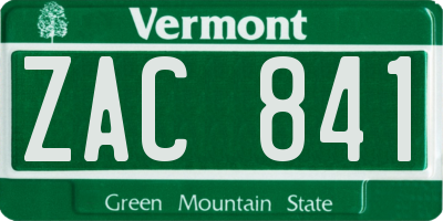 VT license plate ZAC841