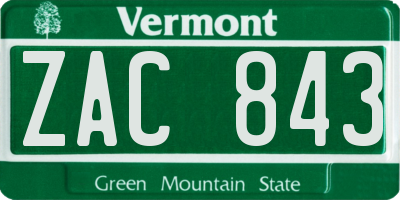 VT license plate ZAC843