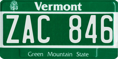 VT license plate ZAC846