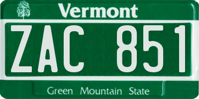 VT license plate ZAC851