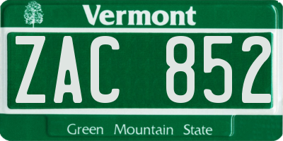 VT license plate ZAC852