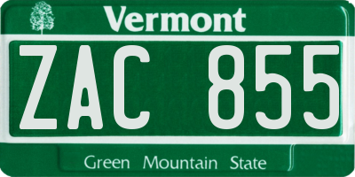 VT license plate ZAC855