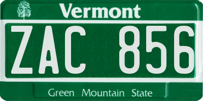 VT license plate ZAC856