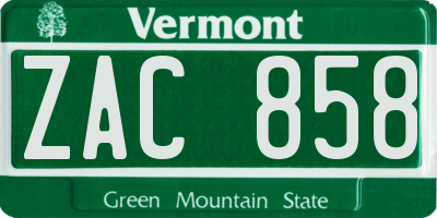 VT license plate ZAC858
