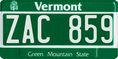 VT license plate ZAC859