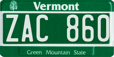 VT license plate ZAC860