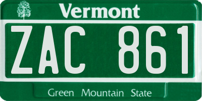 VT license plate ZAC861