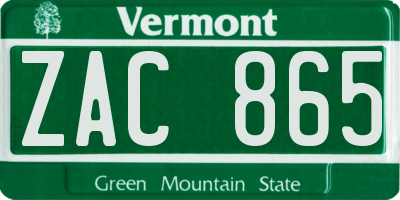 VT license plate ZAC865