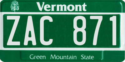 VT license plate ZAC871