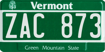 VT license plate ZAC873