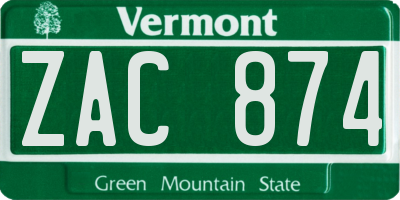 VT license plate ZAC874