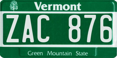 VT license plate ZAC876