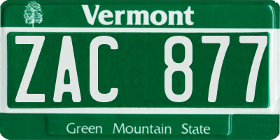 VT license plate ZAC877