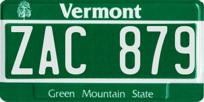 VT license plate ZAC879