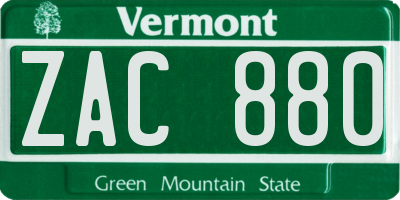 VT license plate ZAC880