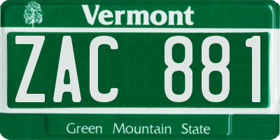 VT license plate ZAC881