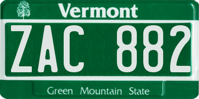 VT license plate ZAC882
