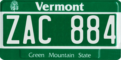 VT license plate ZAC884