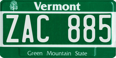 VT license plate ZAC885