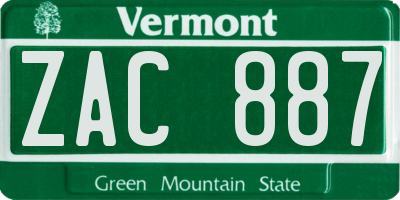 VT license plate ZAC887