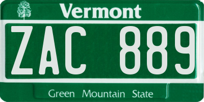 VT license plate ZAC889