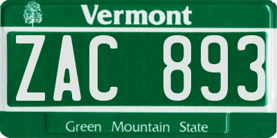 VT license plate ZAC893