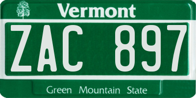 VT license plate ZAC897