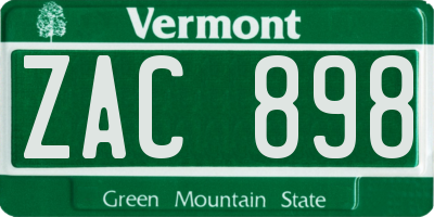 VT license plate ZAC898