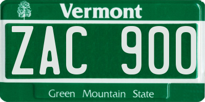 VT license plate ZAC900
