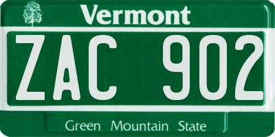VT license plate ZAC902